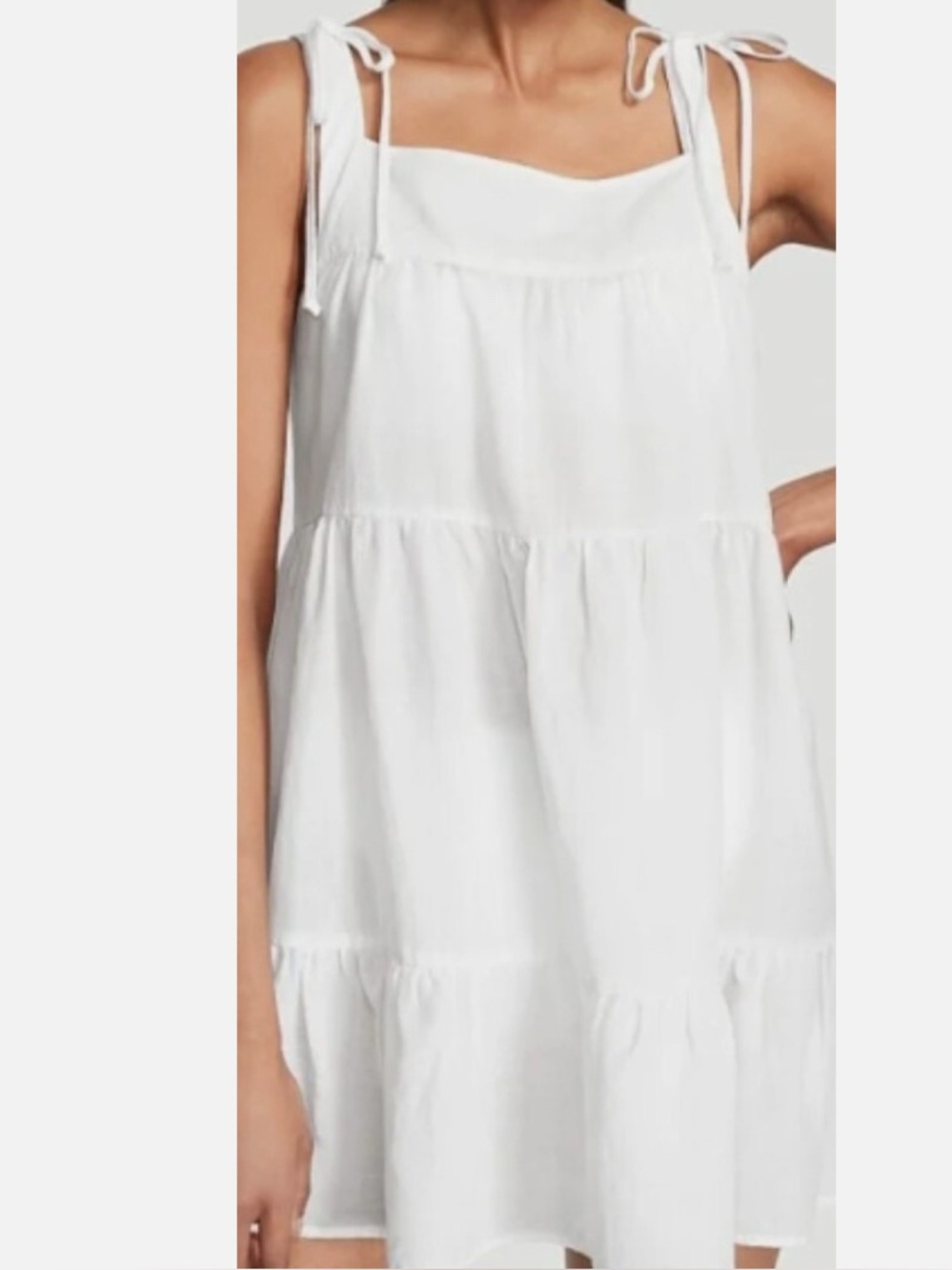 Victoria’s Secret White Tiered Linen Blend Swim Coverup Dress Size M NWT!